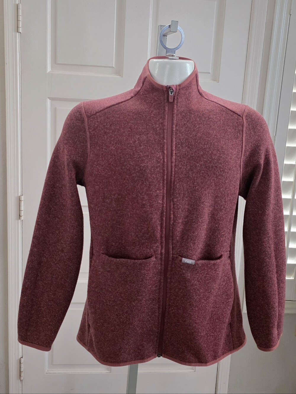 FIGS On-Shift Sweater-Knit Jacket Heather Auburn Burgundy Women’s Size XL Full Z